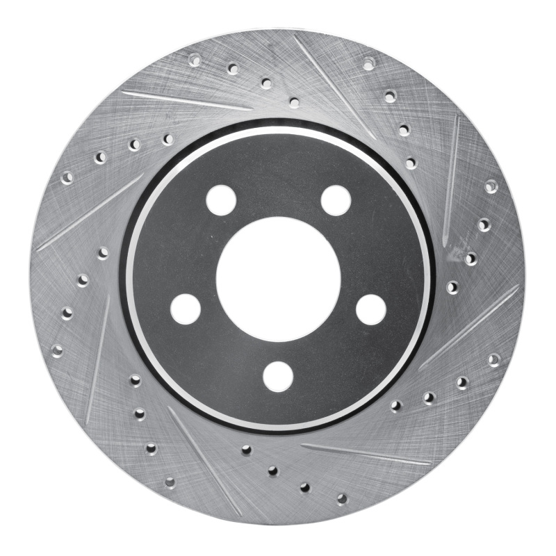 Dodge Nitro Brake Rotor (1) - Front Right - R1 Concepts - Drilled & Slotted - Silver - `07-`12